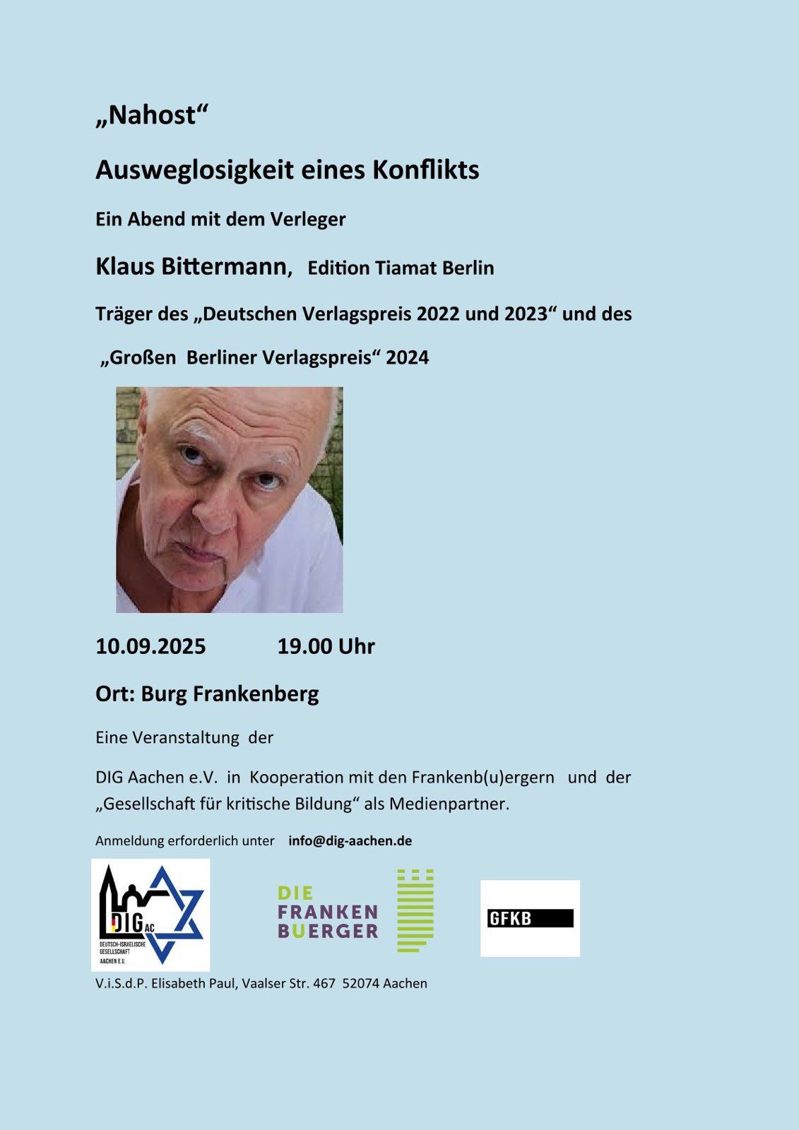 Klaus Bittermann - Lesung im DIG Aachen